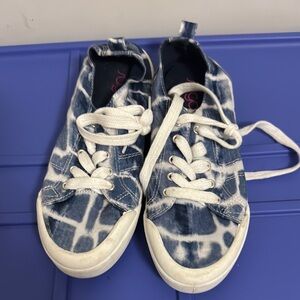 Sugar Blue and White Plaid Sneakers